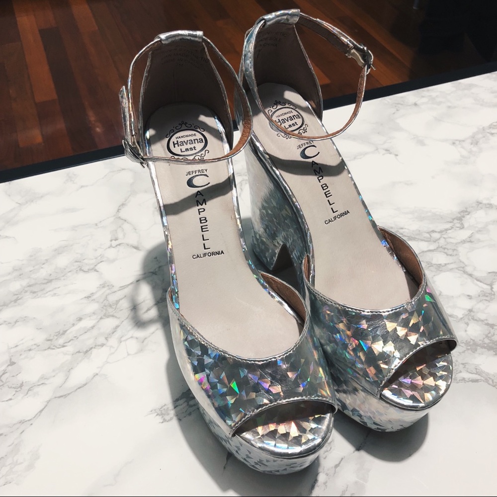 Jeffrey Campbell Brazen Holographic Platform Heels